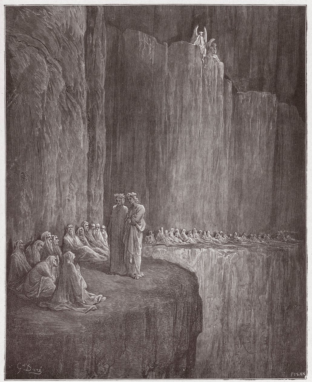 İlahi Komedya (La Divina Commedia, La Divine Comedie), Purgatorio, Canto 13: Sapia suçlu hayatını temizler - Dante Alighieri (1265-1321) - Gustave Dore