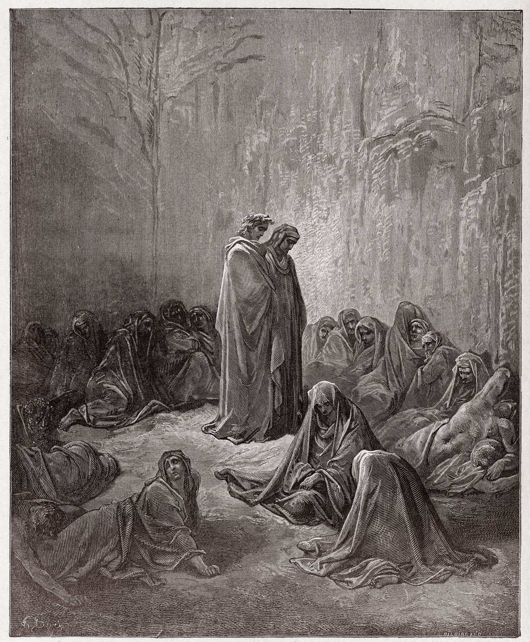İlahi Komedya (La Divina Commedia, La Divine Comedie), Araf, Canto 13: Kıskançların ruhları - Dante Alighieri (1265-1321) - Çizim Gustave Dore (1832-1883) by Gustave Dore
