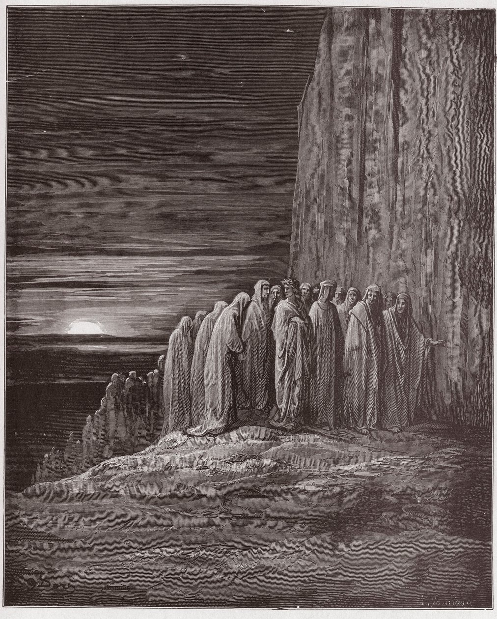 İlahi Komedya (La Divina Commedia, La Divine Comedie), Purgatorio, Canto 18: Tembellerin çokluğu - Dante Alighieri (1265-1321) - Çizim Gustave Dore (1832-1883) by Gustave Dore
