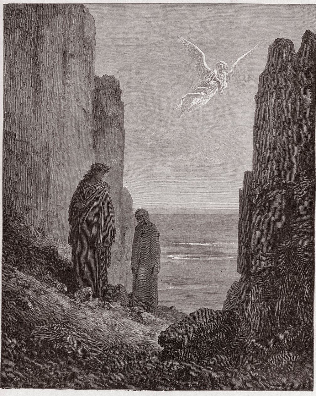 İlahi Komedya (La Divina Commedia, La Divine Comedie), Araf, Canto 19: Şairler beşinci daireye yükselir - Dante Alighieri (1265-1321) - Gustave Dore