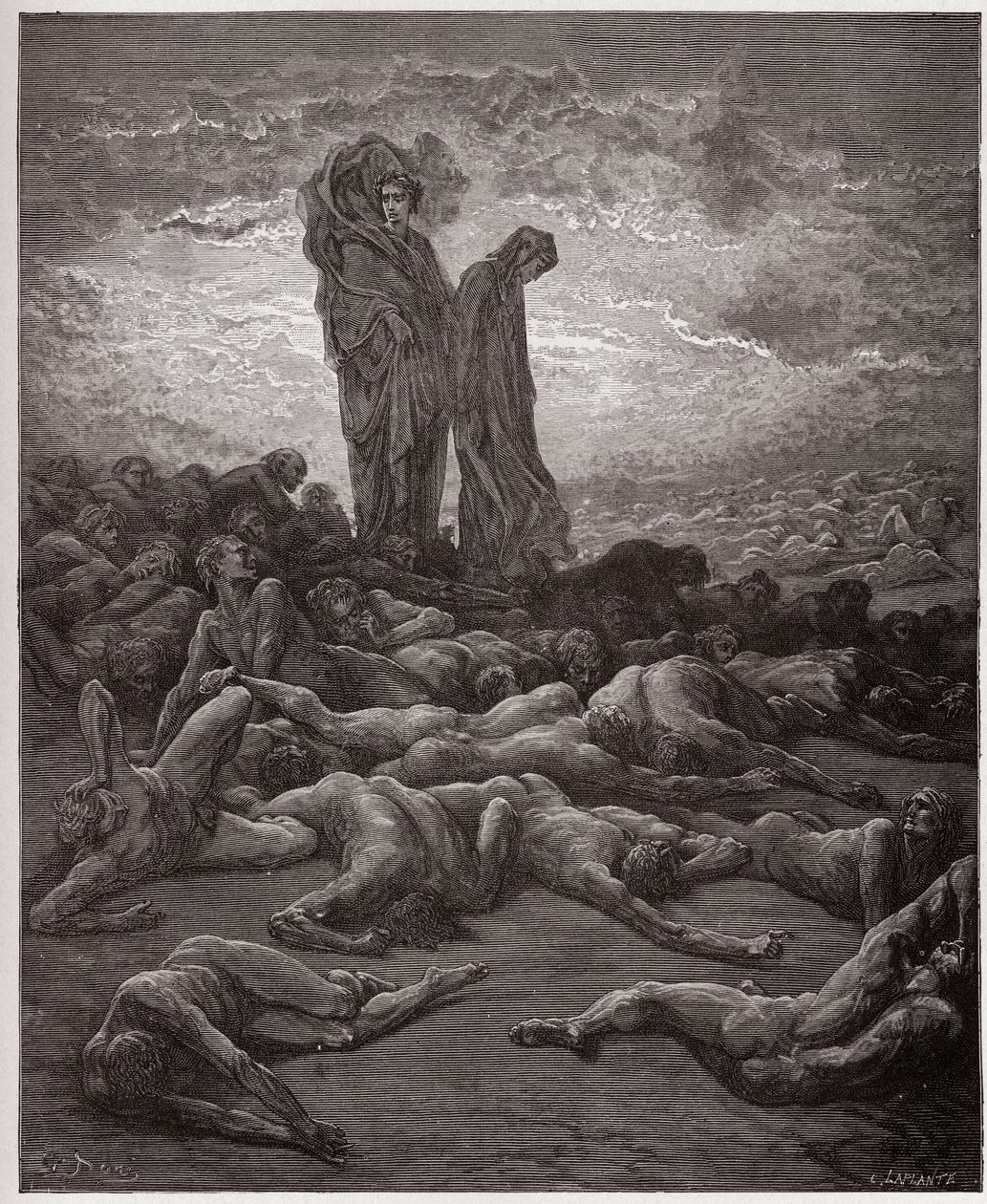İlahi Komedya (La Divina Commedia, La Divine Comedie), Araf, Canto 20: Açgözlülerin ruhları - Dante Alighieri (1265-1321) - Çizim Gustave Dore (1832-1883) by Gustave Dore