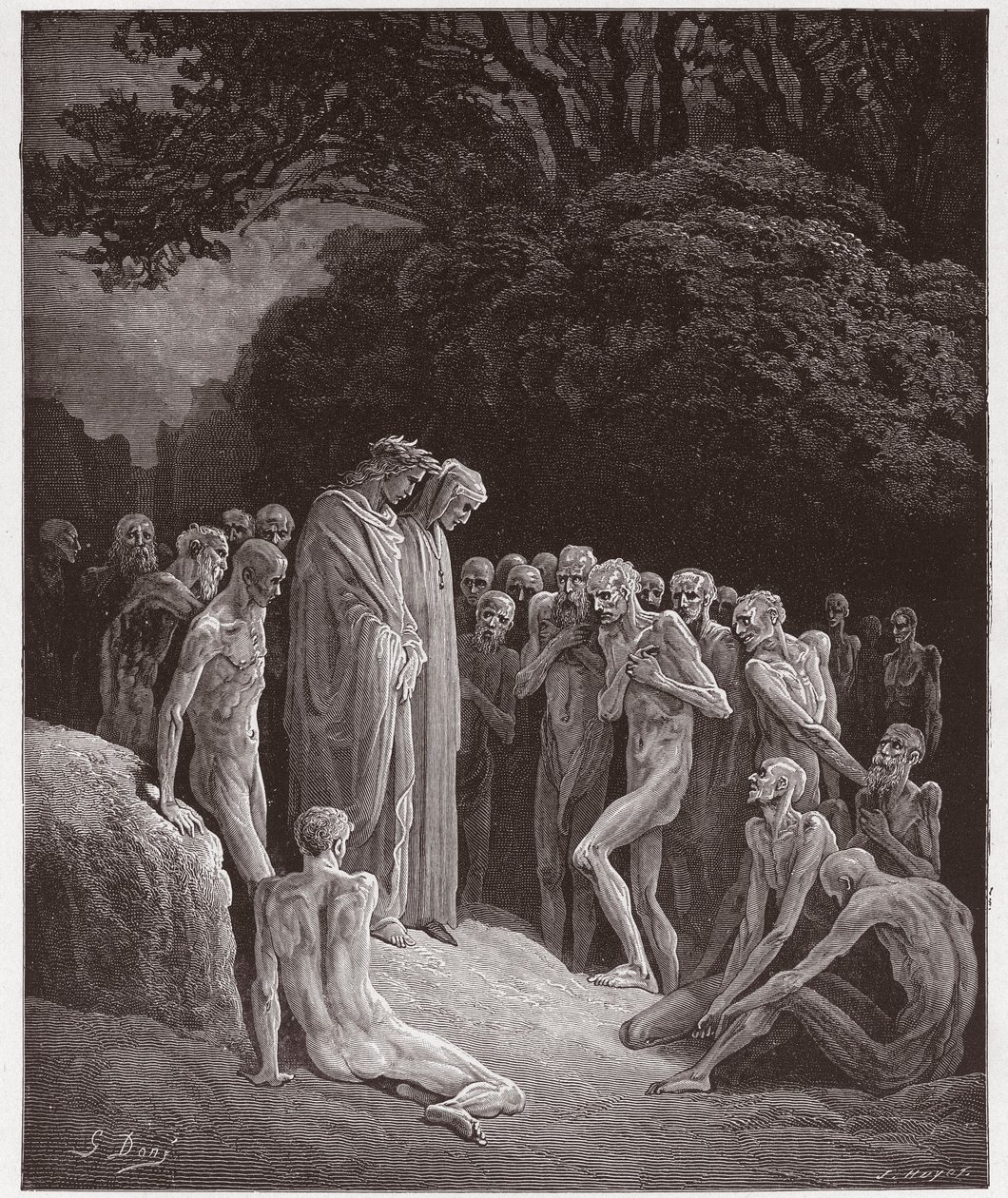 İlahi Komedya (La Divina Commedia, La Divine Comedie), Araf, Canto 23: Oburların ruhları - Dante Alighieri (1265-1321) - Gustave Dore