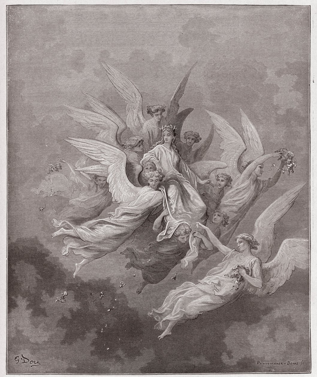 İlahi Komedya (La Divina Commedia, La Divine Comedie), Purgatorio, Canto 30: Melekler arasında Beatrice - Dante Alighieri (1265-1321) - Gustave Dore