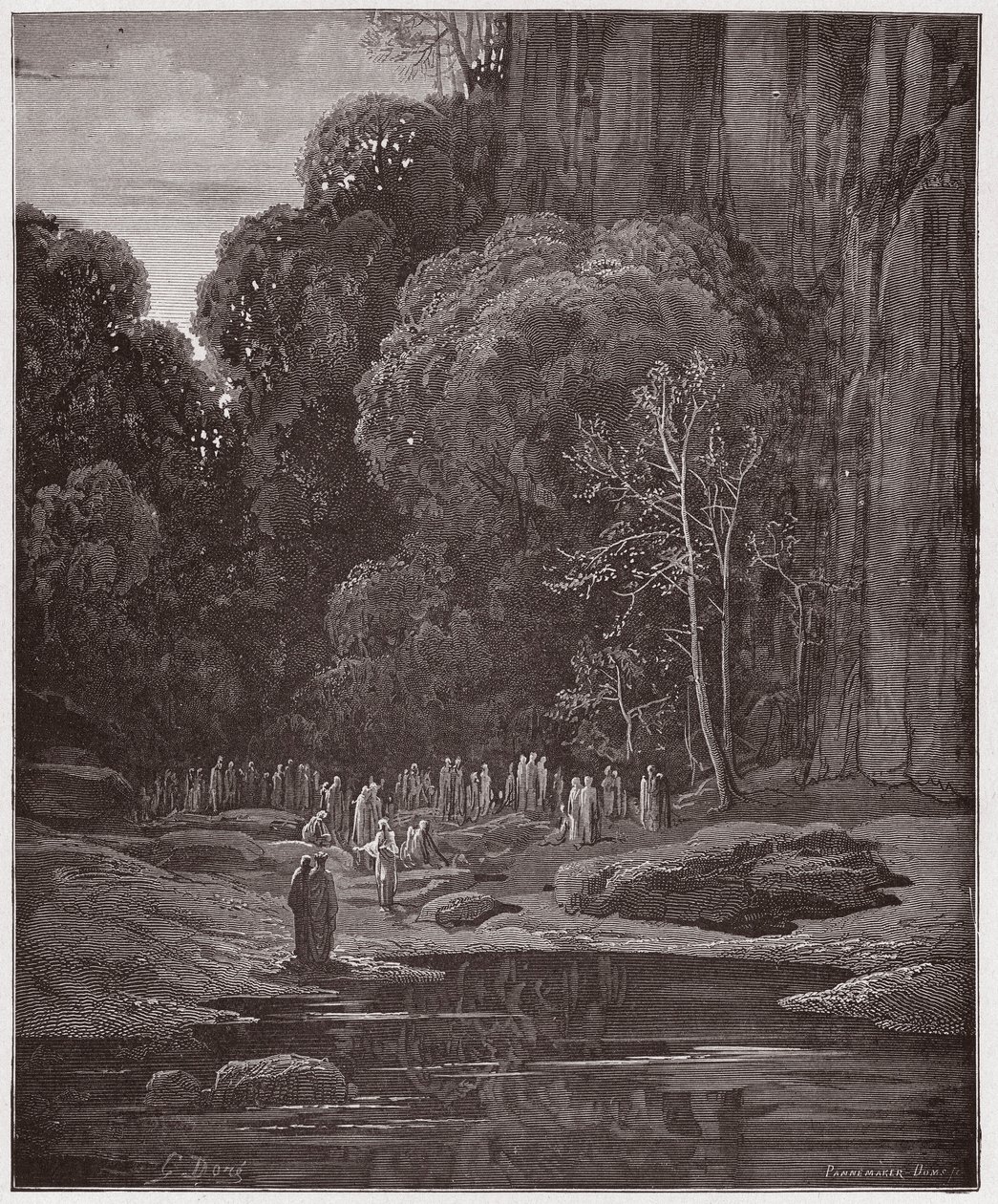 İlahi Komedya (La Divina Commedia, La Divine Comedie), Purgatorio, Canto 5: Geç tövbe edenler Miserere şarkısını söylüyor - Dante Alighieri (1265-1321) - Çizim Gustave Dore (1832-1883) by Gustave Dore