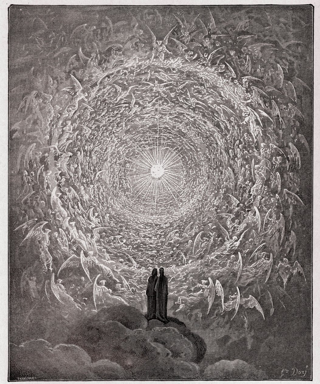 İlahi Komedya, Paradiso, Canto 31: Kutsal kalabalık göklerde bir gül oluşturur (rose celeste) - Dante Alighieri (1265-1321) by Gustave Dore