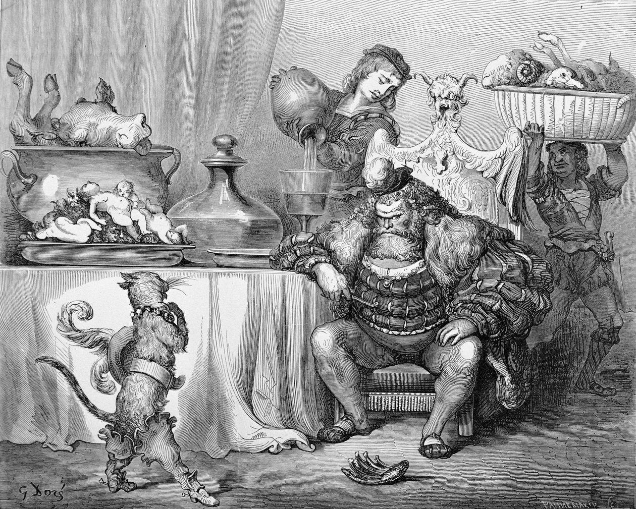 Ogre kediyi alır, Charles Perrault (1628-1703) 1883 tarafından 