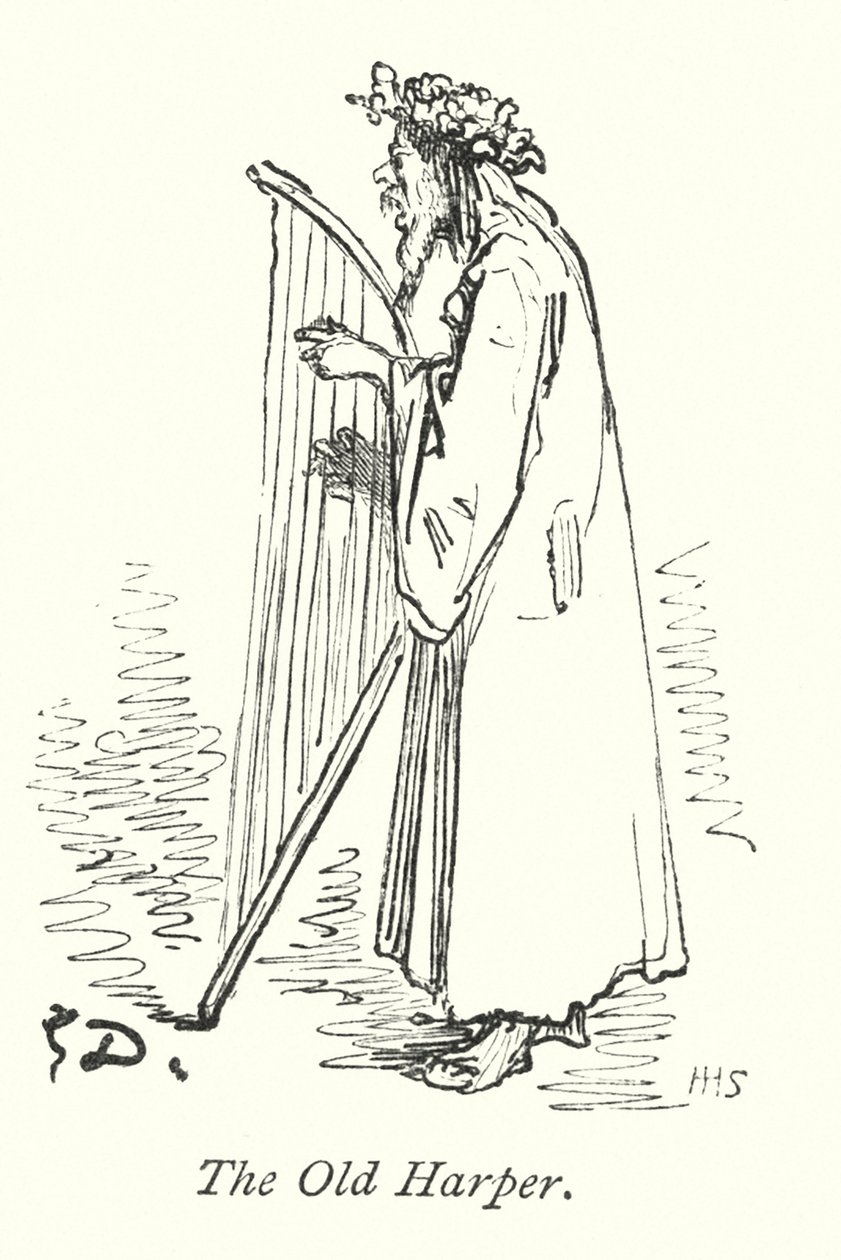 The Old Harper (gravür) by Gustave Dore