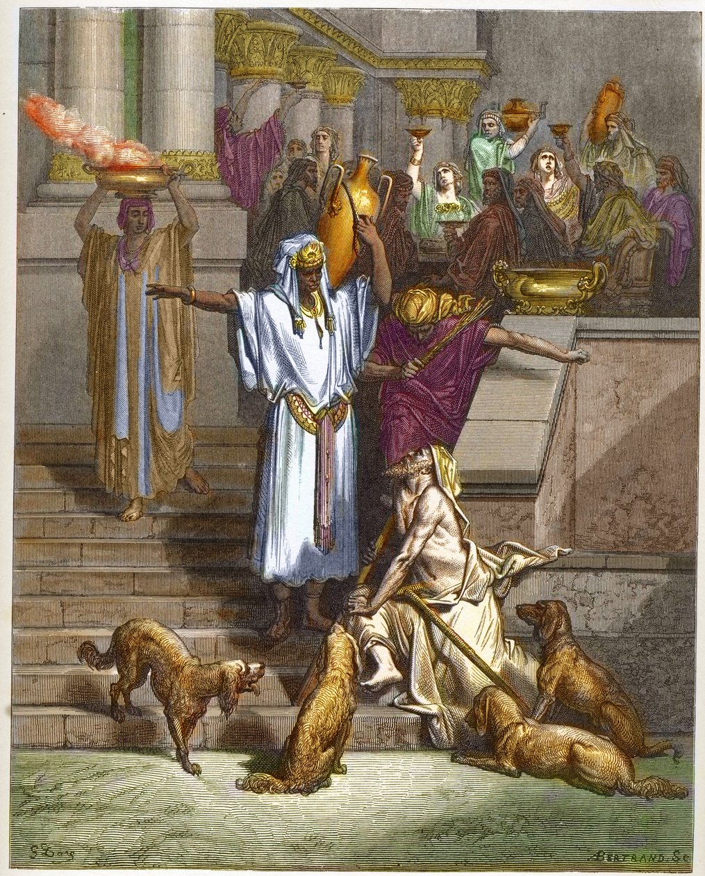 Zengin Adam ve Dilenci Lazarus Benzetmesi - - Gustave Dore (1832-1883) “The Dore Bible illustree”den Gravür - “The Dore Bible”dan Gravür” by Gustave Dore
