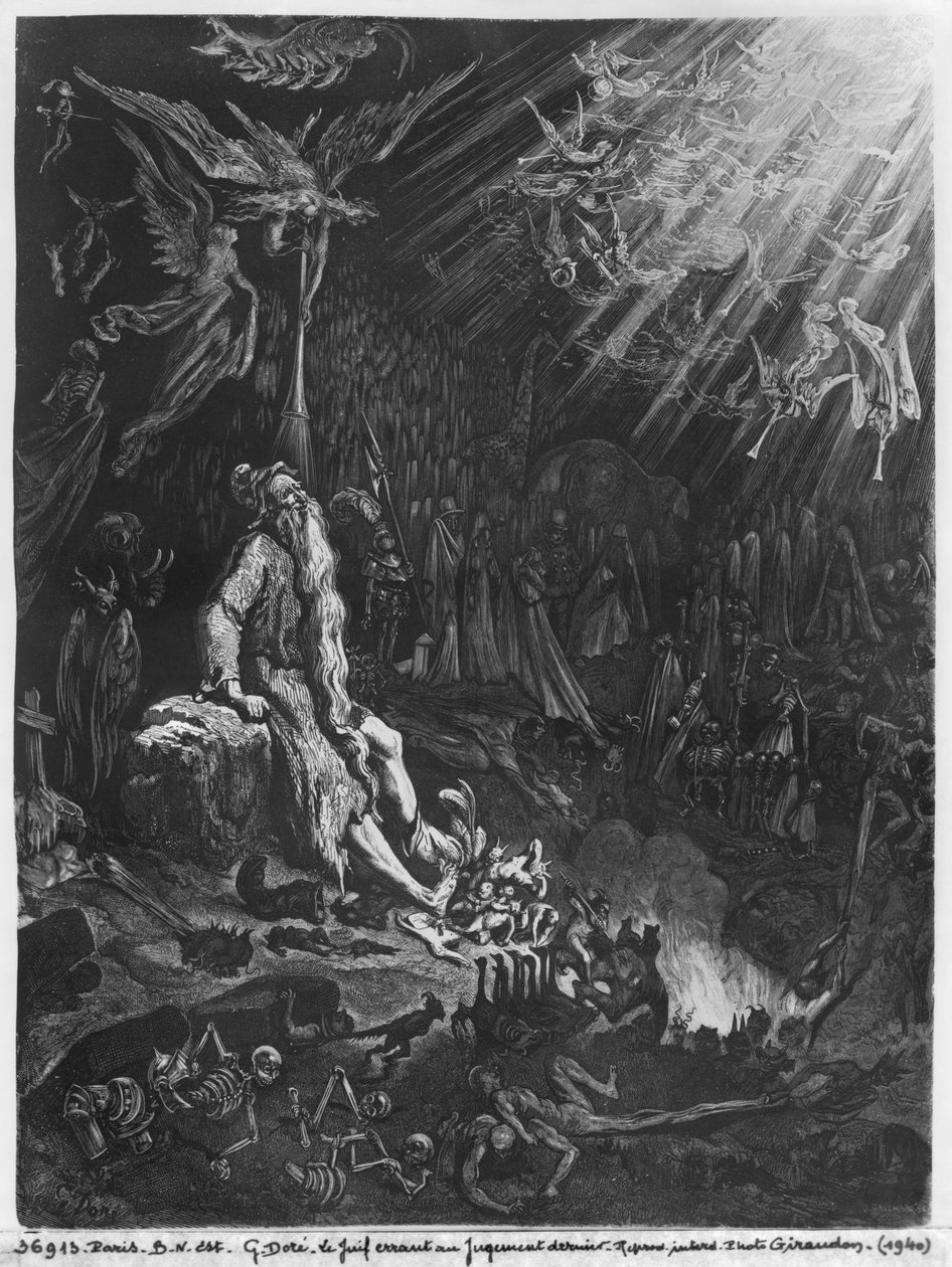 Gezici Yahudi ve Son Yargı, Felix Jean Gauchard (1825-72) tarafından kazınmış by Gustave Dore