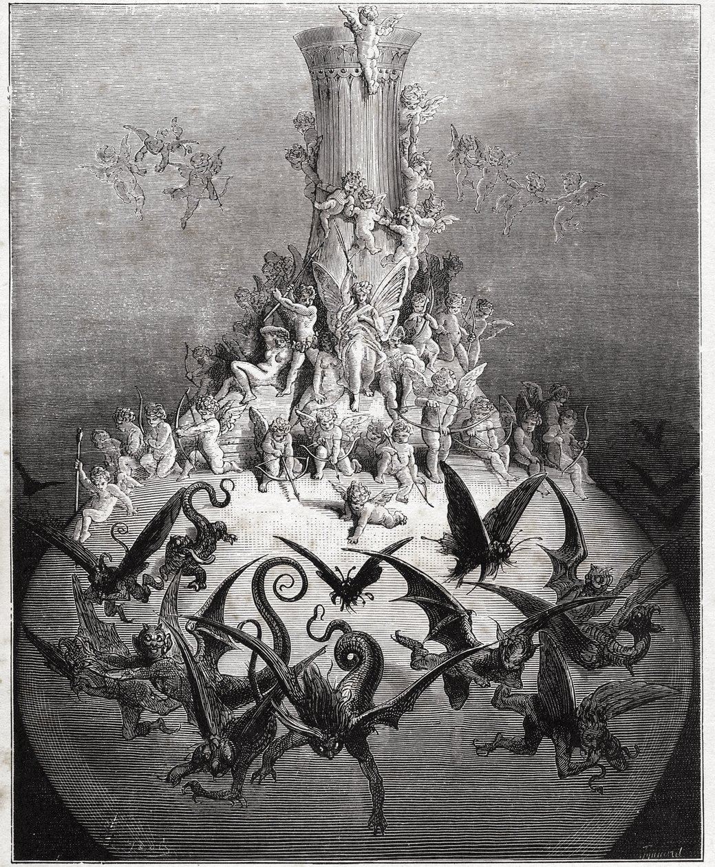 İlahi Şişe, Pantagruel - yazan Rabelais by Gustave Dore