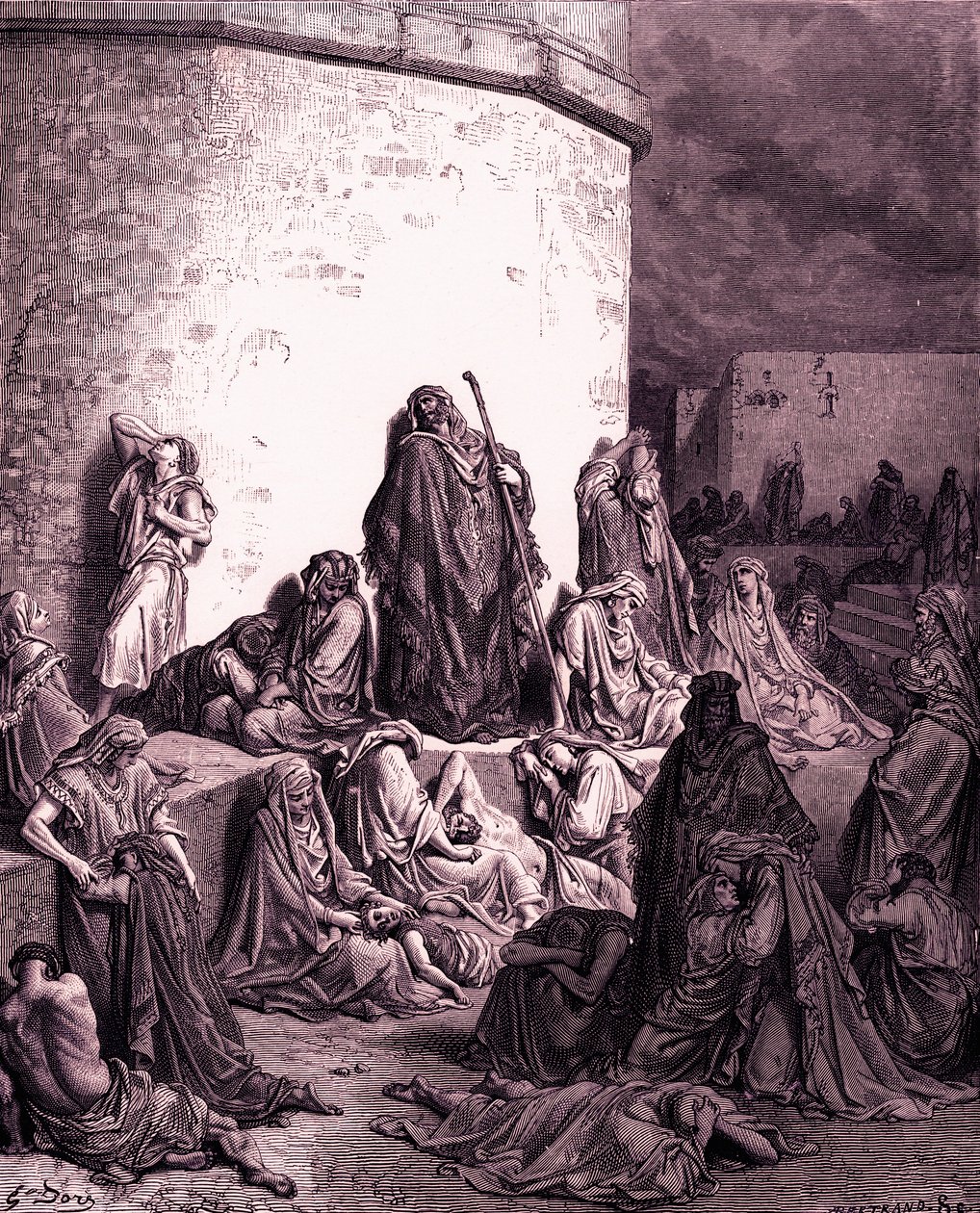 İnsanlar Kudüs için yas tutuyor, yazan Doré - İncil by Gustave Dore