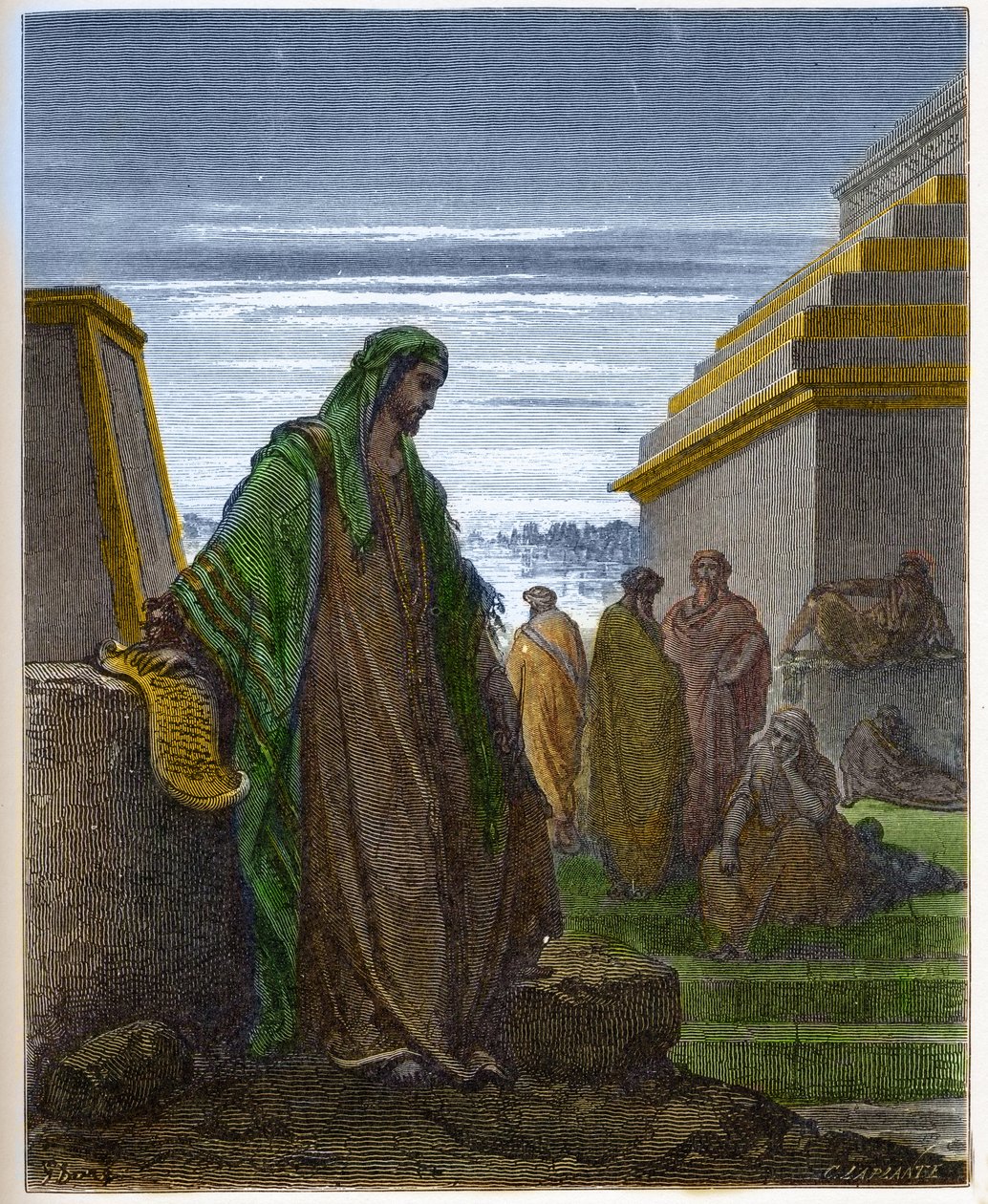 Daniel peygamber - - Gustave Dore (1832-1883) tarafından yazılan “The Bible illustree”deki gravür - “The Dore Bible”dan gravür by Gustave Dore