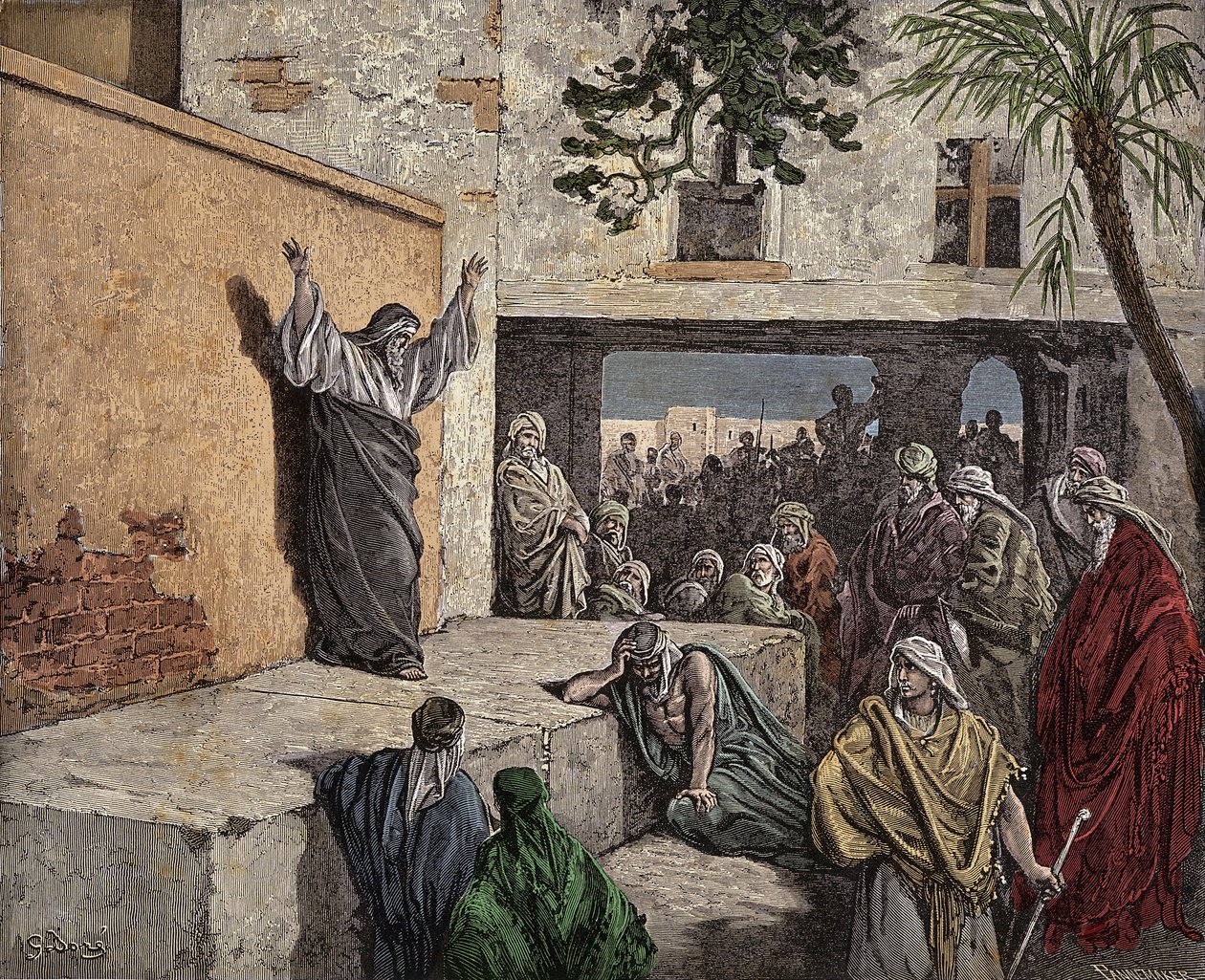 Peygamber Michee İsrail halkını tövbe etmeye teşvik ediyor Gustave Dore (1832-1883) tarafından 