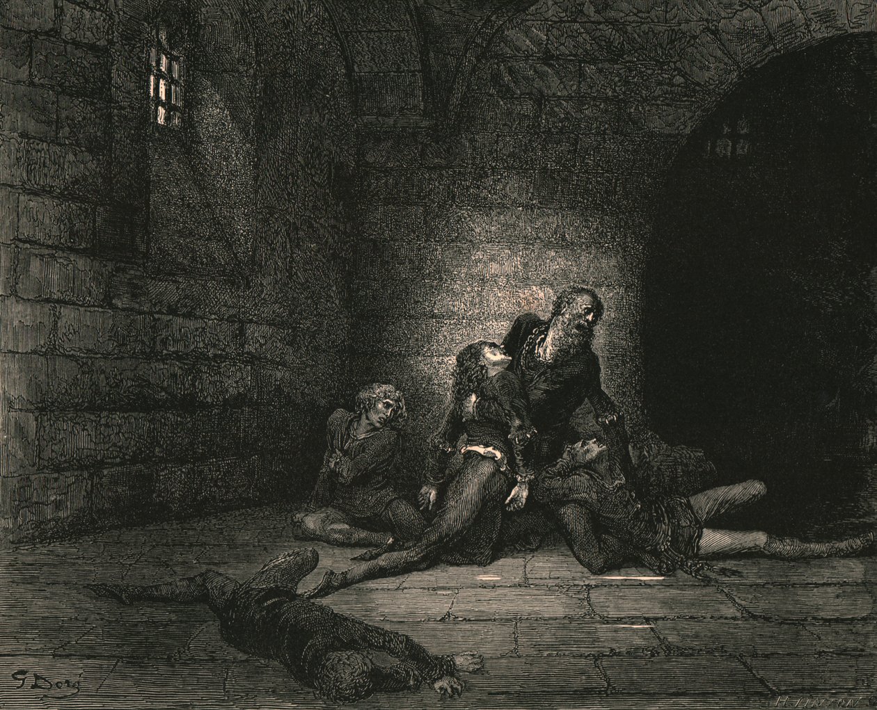 Sonra Geddo ayaklarıma uzandı, ağlayarak onu fırlattı, Bana yardım edemez babam!, c1890. by Gustave Dore