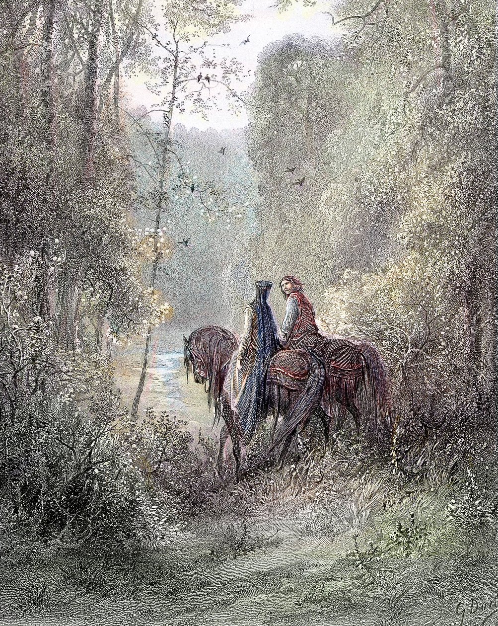Bir çiçek cenneti gibi görünen koruların altında kayboldular (Guenièvre ve Lancelot) - Alfred Tennyson