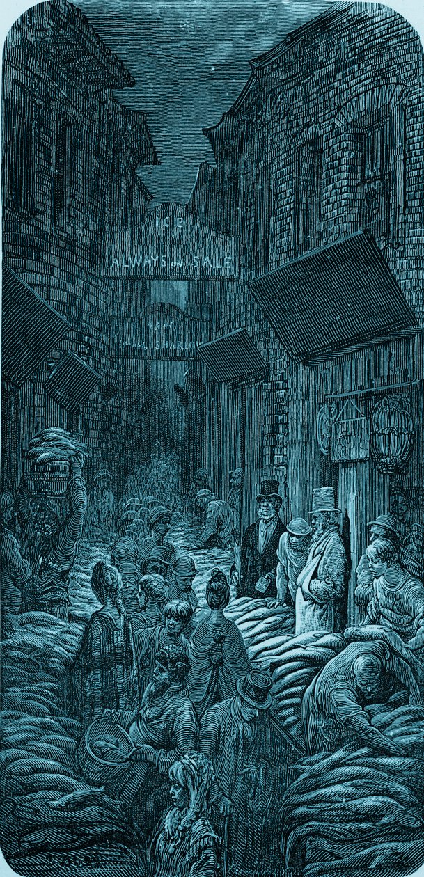 Gustave Doré tarafından yapılan Victoria Balık Pazarı gravürü by Gustave Dore