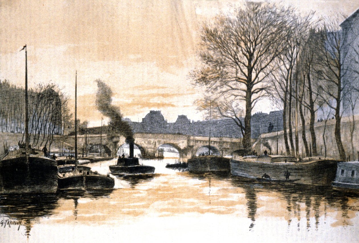 Paris, Seine Nehri ve Pont Neuf by Gustave Fraipont