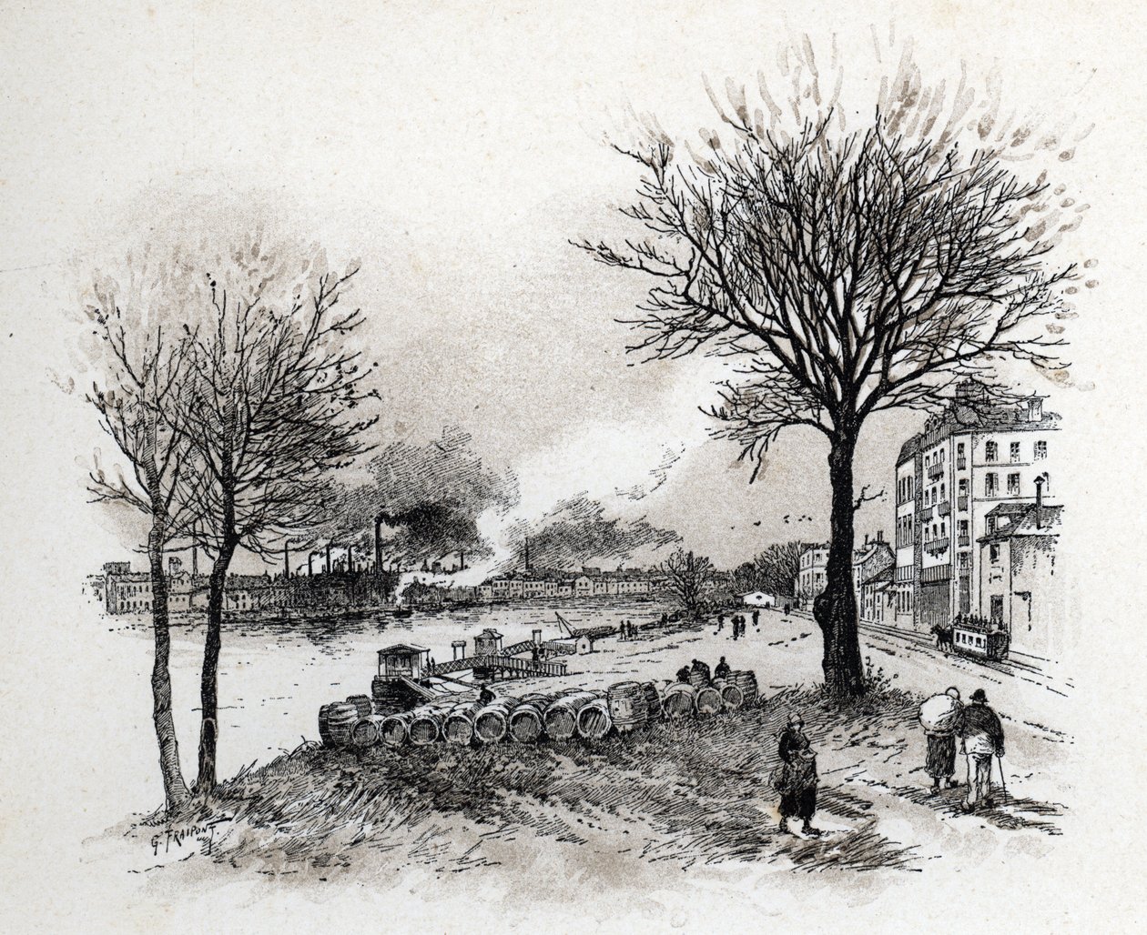 Saint-Juirs'tan Gustave Fraipont'un (1849-1923) Ivry sur Seine (Ivry-sur-Seine) Çiziminin Görünümü by Gustave Fraipont