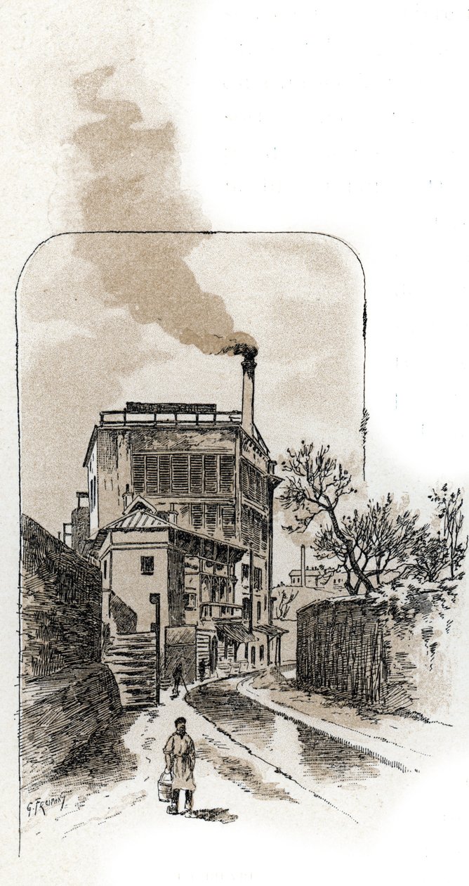 Saint-Juirs'tan Gustave Fraipont'un (1849-1923) Paris'teki Bievre nehrinin görünümü Çizimi by Gustave Fraipont