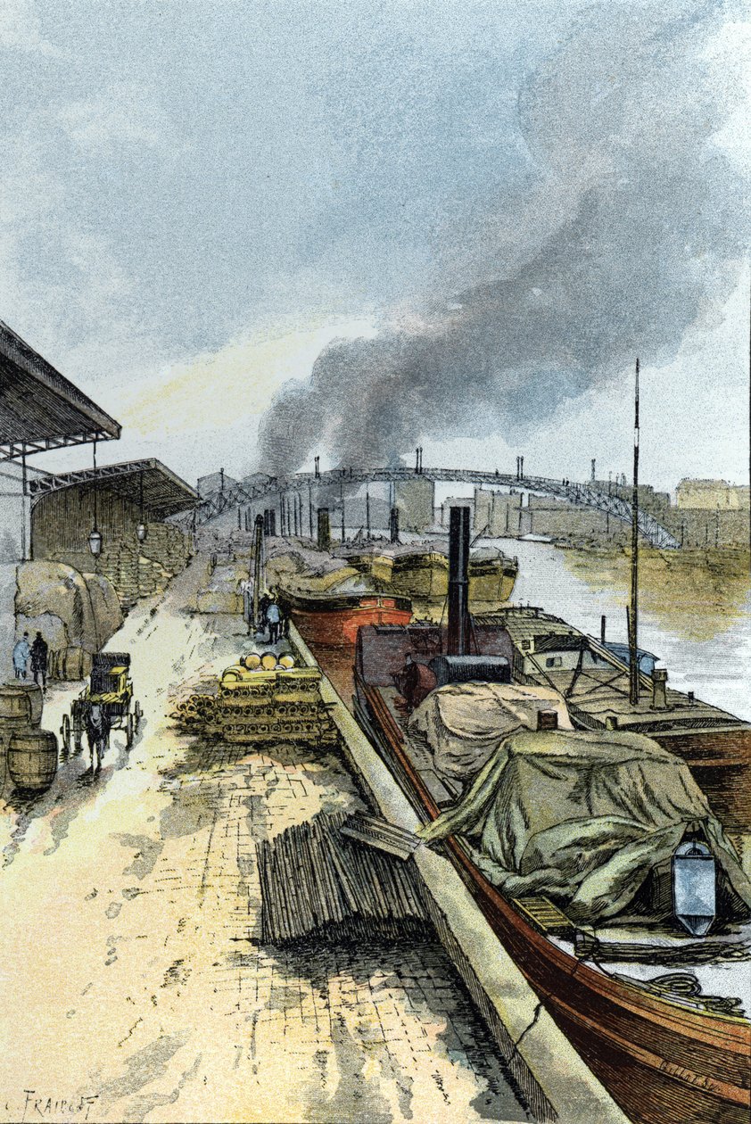 Saint-Juirs'tan Gustave Fraipont (1849-1923) tarafından Paris'teki Canal de la Villette'in görünümü by Gustave Fraipont