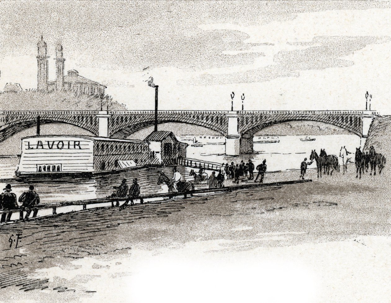 Saint-Juirs'tan Gustave Fraipont'un (1849-1923) Paris'teki Grenelle Köprüsü'nün Görünümü Çizimi by Gustave Fraipont