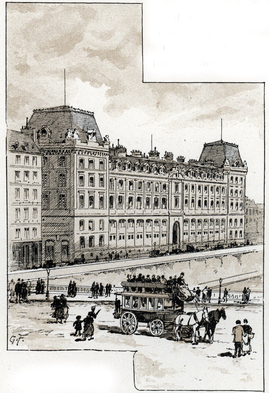 Quai des golfevres'teki polis departmanının görünümü, Saint-Juirs'tan Gustave Fraipont'un (1849-1923) Paris Çizimi by Gustave Fraipont