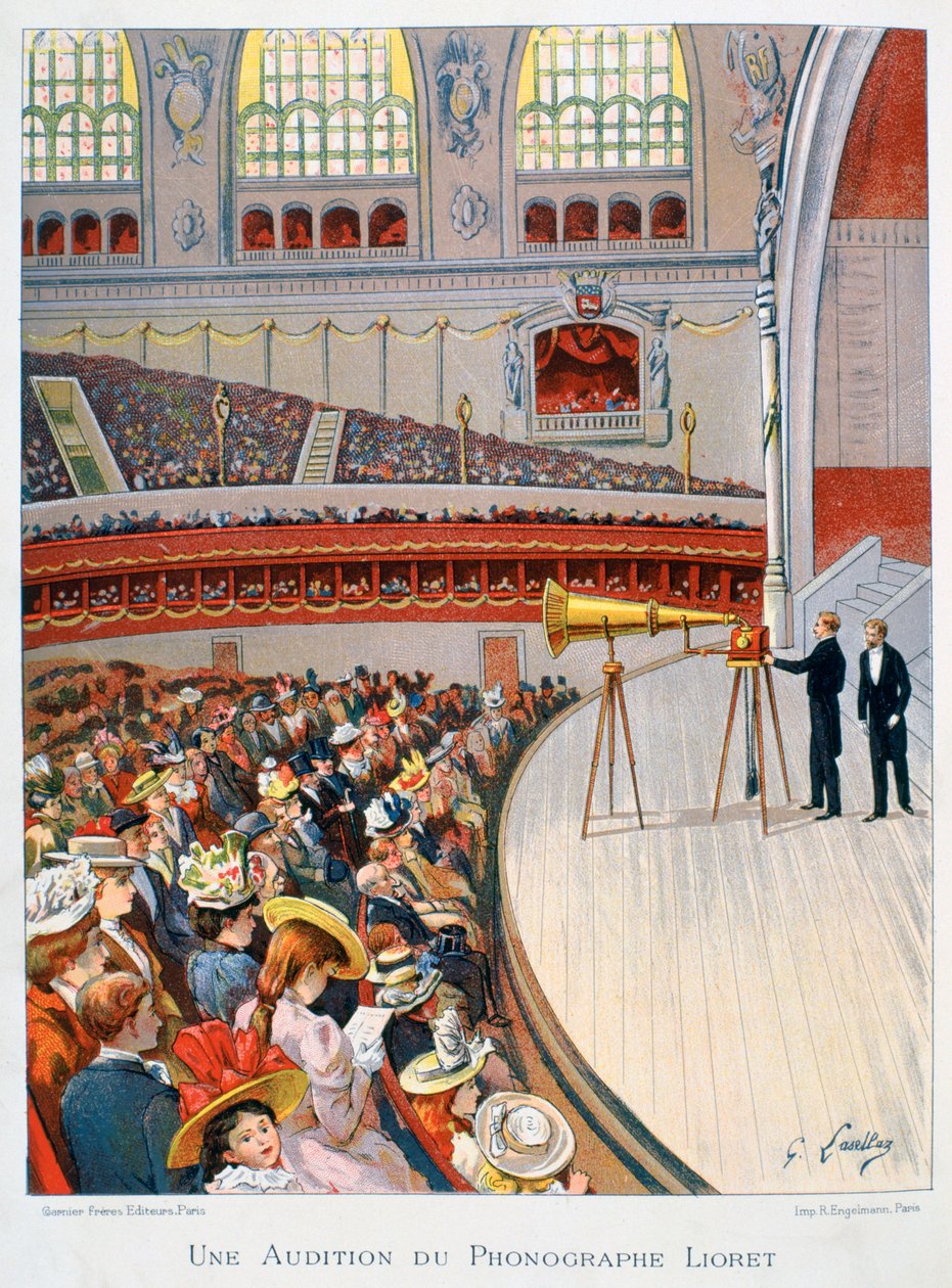 Fonograf veya gramofon ekranı, 19. yüzyıl by Gustave Francois Lasellaz