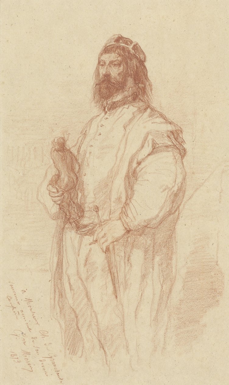 heykeli ile duran adam by Gustave François Morin