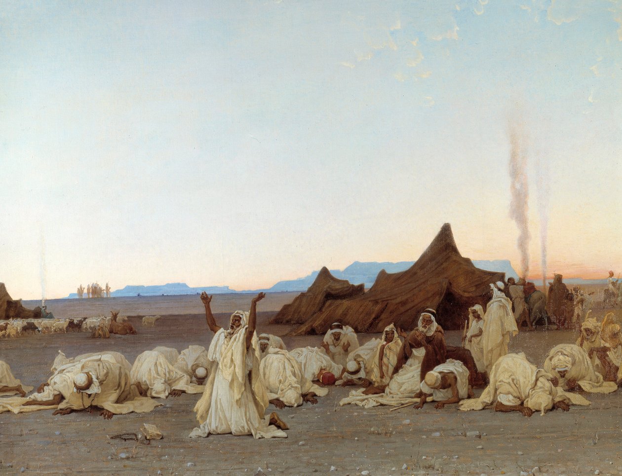 Tuareg kampının Sahra Çölü Detayında Akşam Namazı. Gustave Achille Guillaumet (1840-1887) 1863 Güneş tarafından tablo. 1,3x2,8 m. Paris, Musee d'Orsay by Gustave Guillaumet