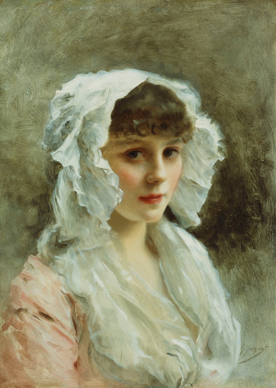 Beyaz Boneli Bir Kadının Portresi, by Gustave Jacquet