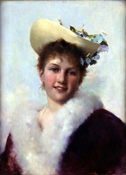 Paskalya Bonnet (panelde yağ) by Gustave Jacquet
