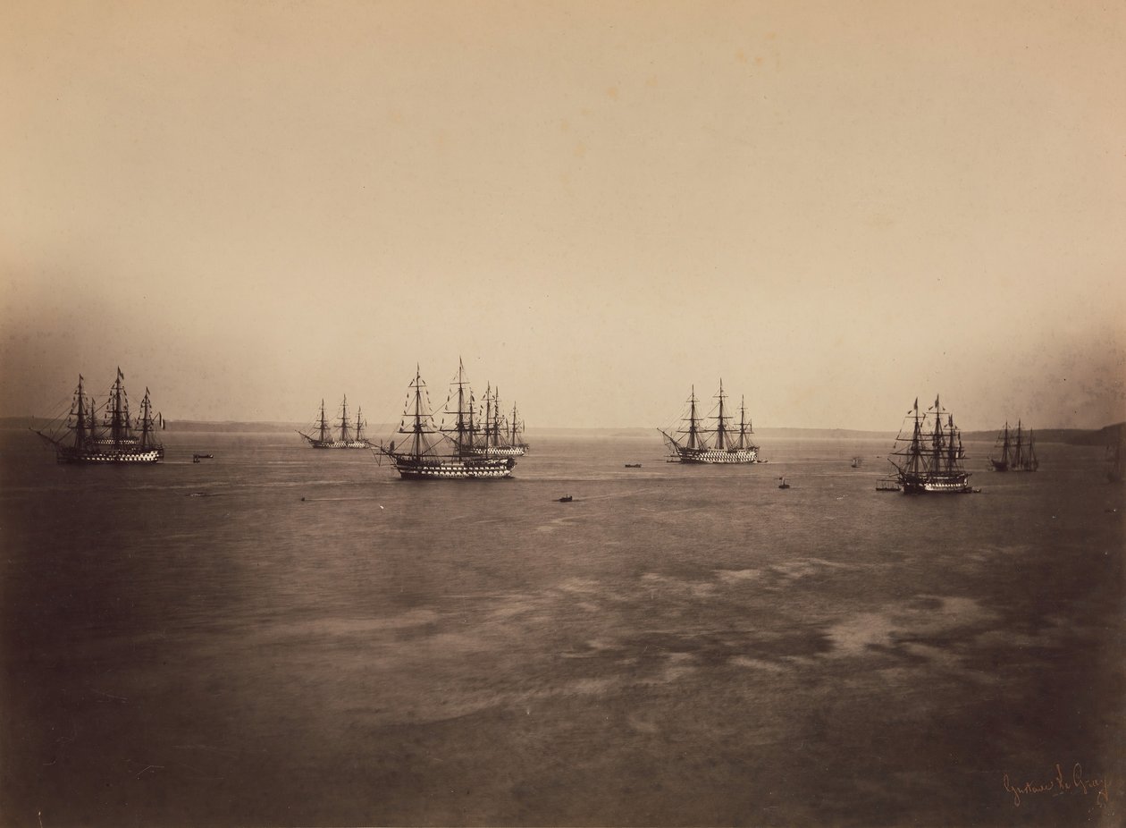 Fransız ve İngiliz Filoları, Cherbourg, Ağustos 1858. by Gustave Le Gray
