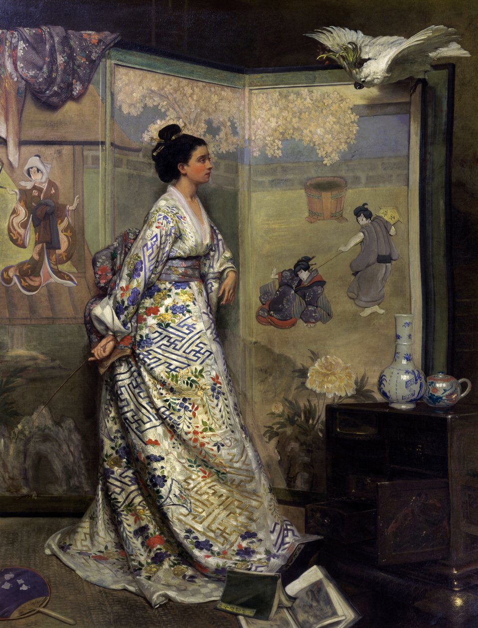 Japon Yelpazesi (tuval üzerine yağlıboya by Gustave Leonard de Jonghe