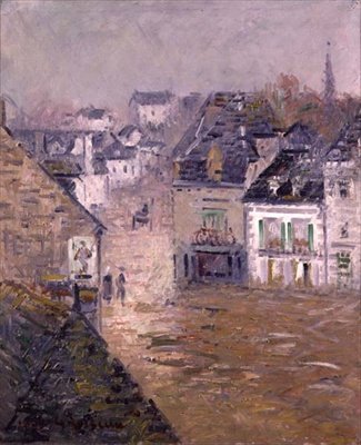 Fine Rain, Pont Aven, c.1922 (tuval üzerine yağlı boya) by Gustave Loiseau