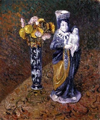 Çiçekler ve Heykelcik by Gustave Loiseau