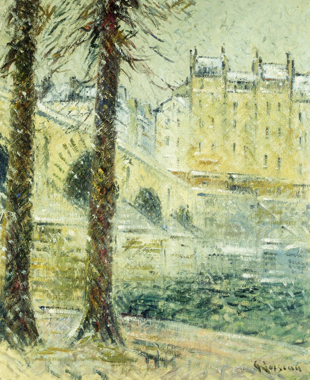 Karda Pont Marie; Pont Marie, Kar Etkisi, c.1926 by Gustave Loiseau