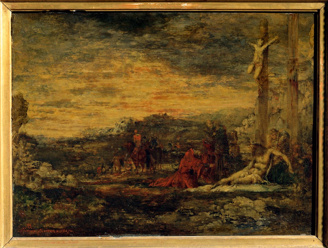 Calvary (ahşap üzerine boyama) by Gustave Moreau