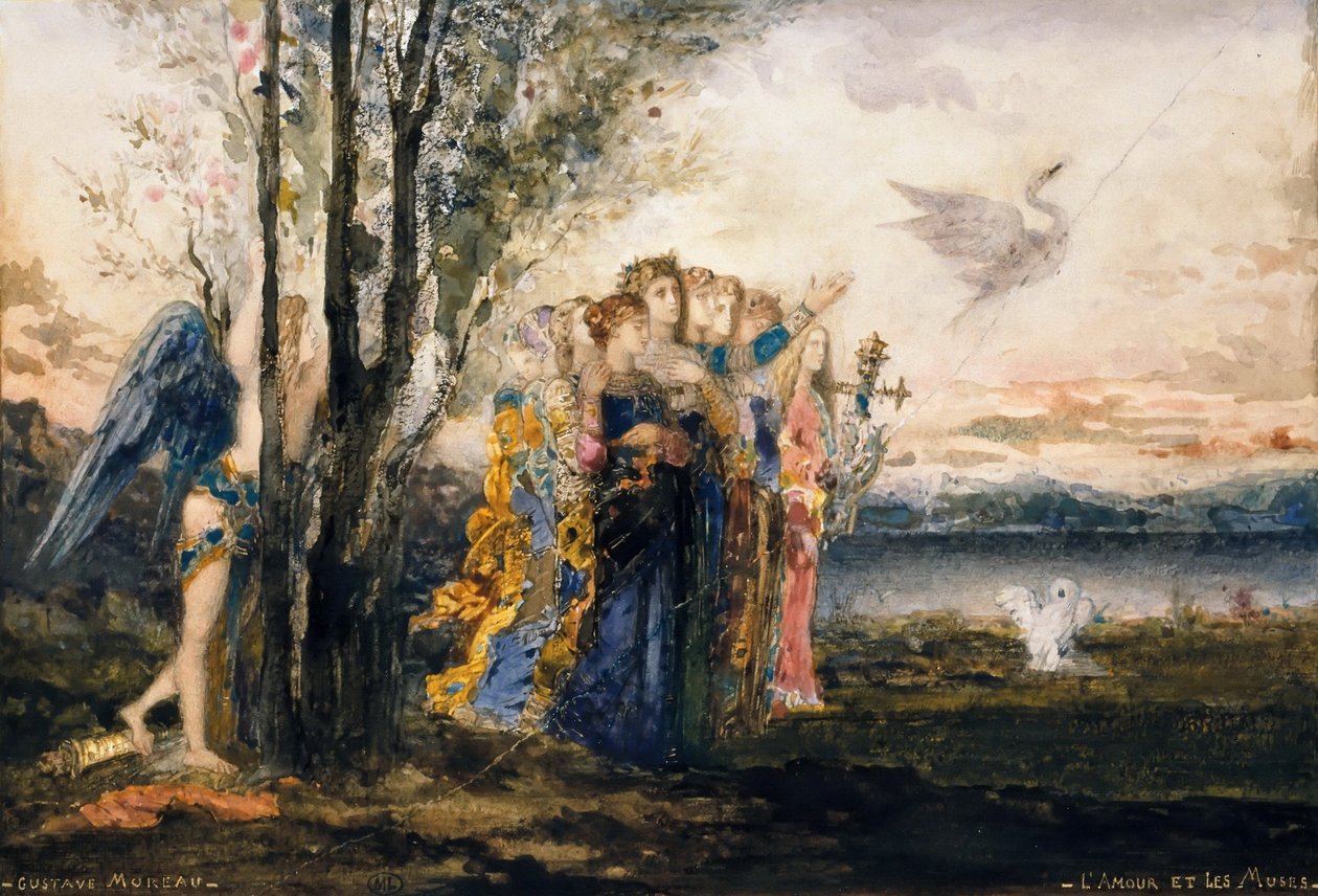 Aşk Tanrısı ve İlham Perileri by Gustave Moreau