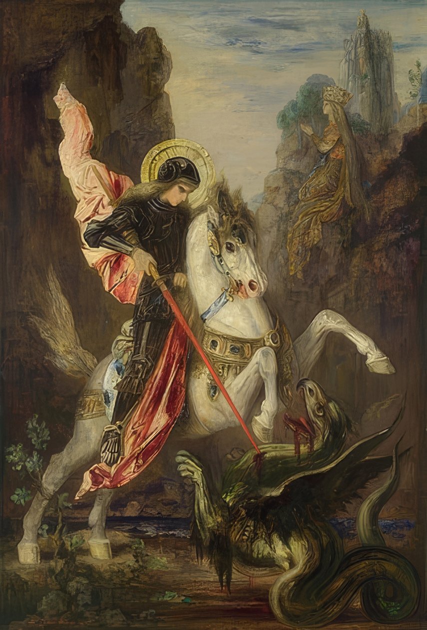 Aziz George ve Ejderha. 1889-90 by Gustave Moreau