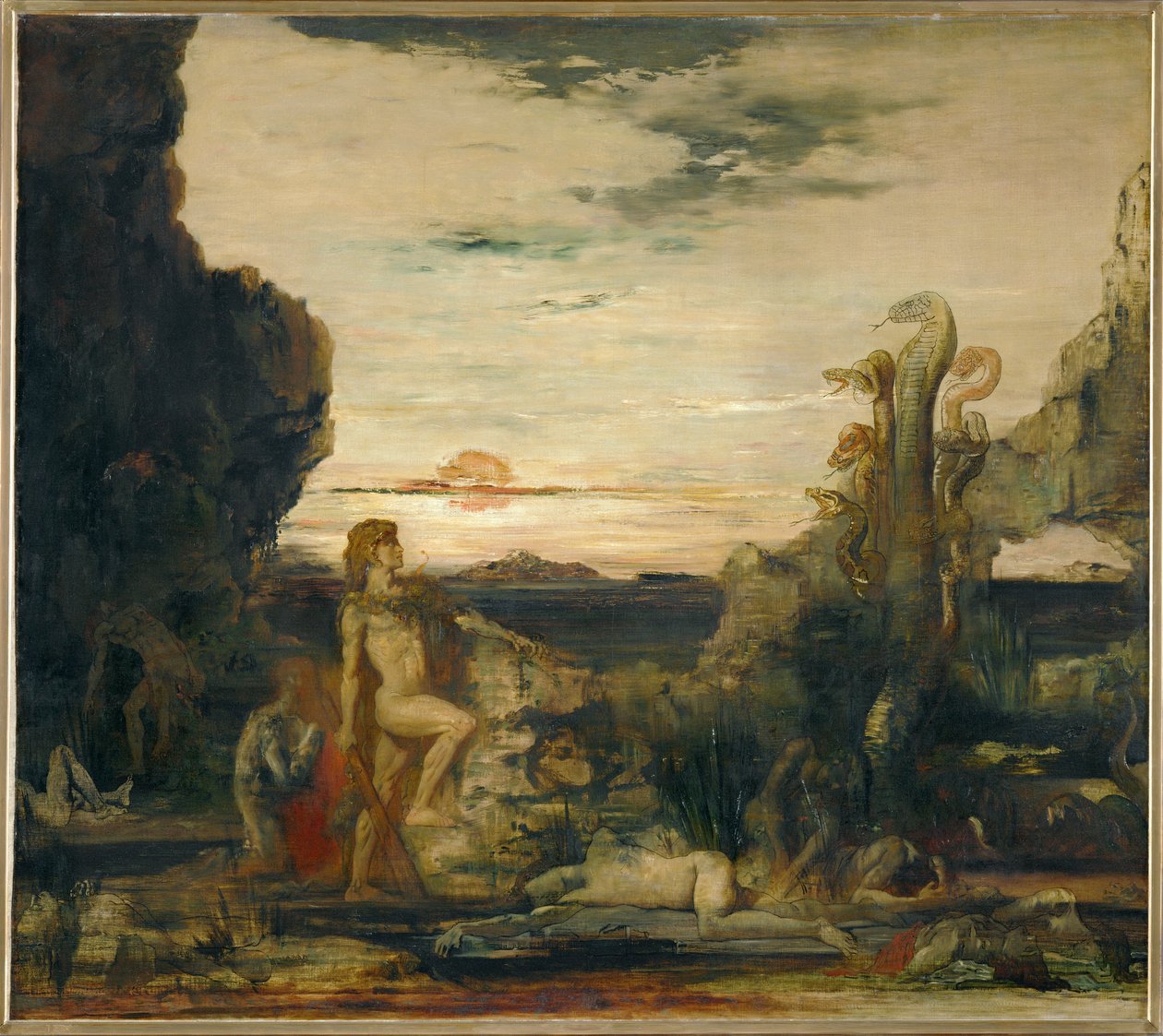 Herkül ve Lernae Hidrası (tuval üzerine resim) by Gustave Moreau