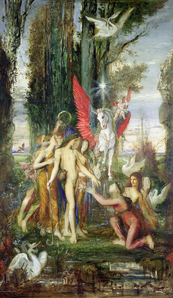 Hesiodos (MÖ 700) ve İlham Perileri by Gustave Moreau