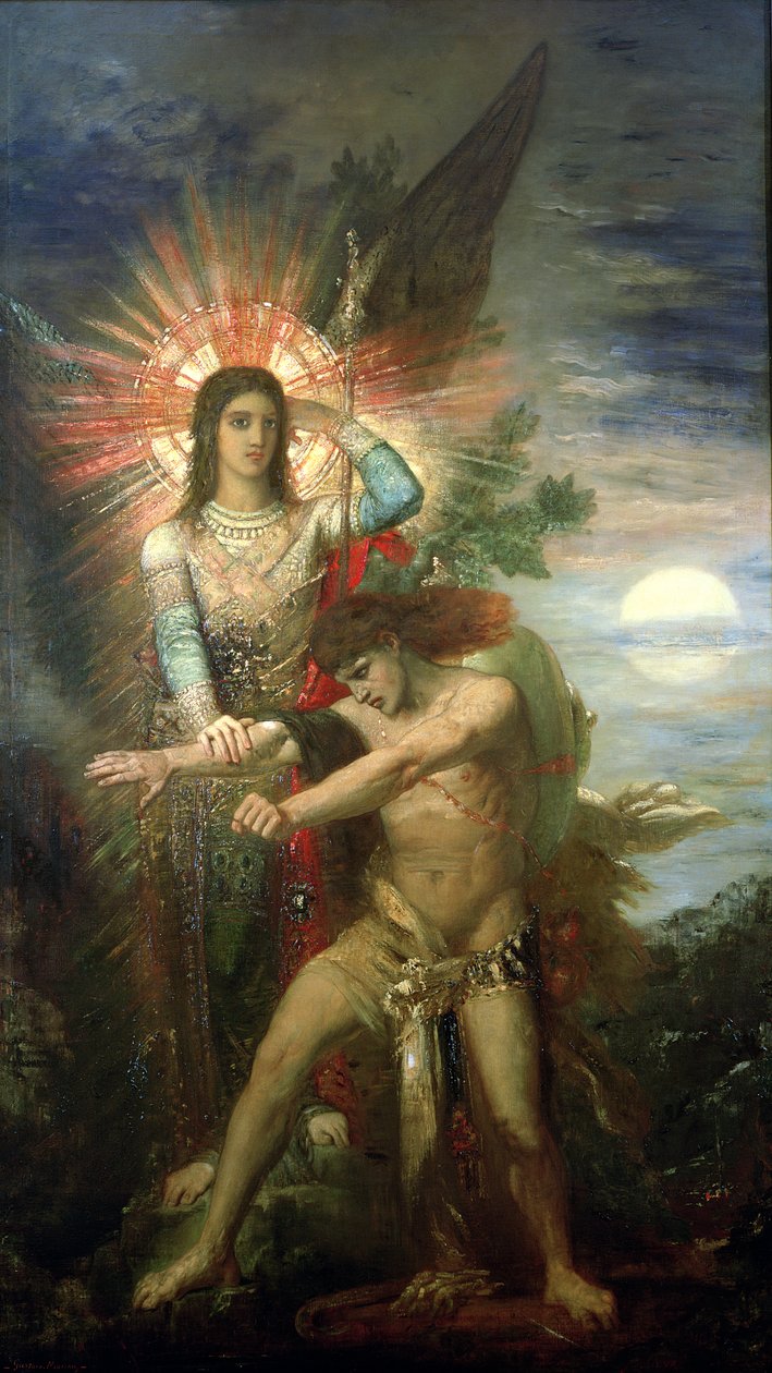 Yakup ve Melek, 1878 by Gustave Moreau