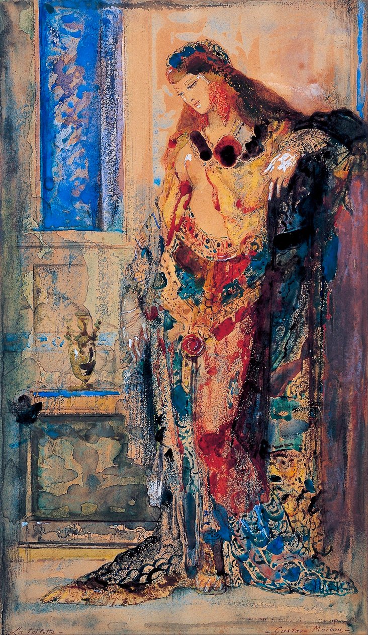 ""The Toilet"" Oryantalizm, sabahlıklı genç kadın - Resim Gustave Moreau (1826-1898) tarafından 1885-1890 Bridgestone Museum of Art Tokyo, Japonya by Gustave Moreau
