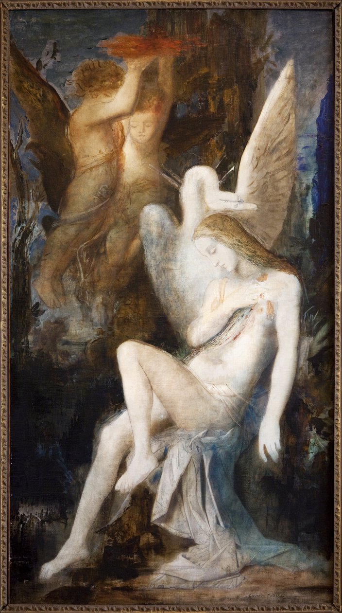 Leda ve kuğu (tuval üzerine yağlı boya) by Gustave Moreau