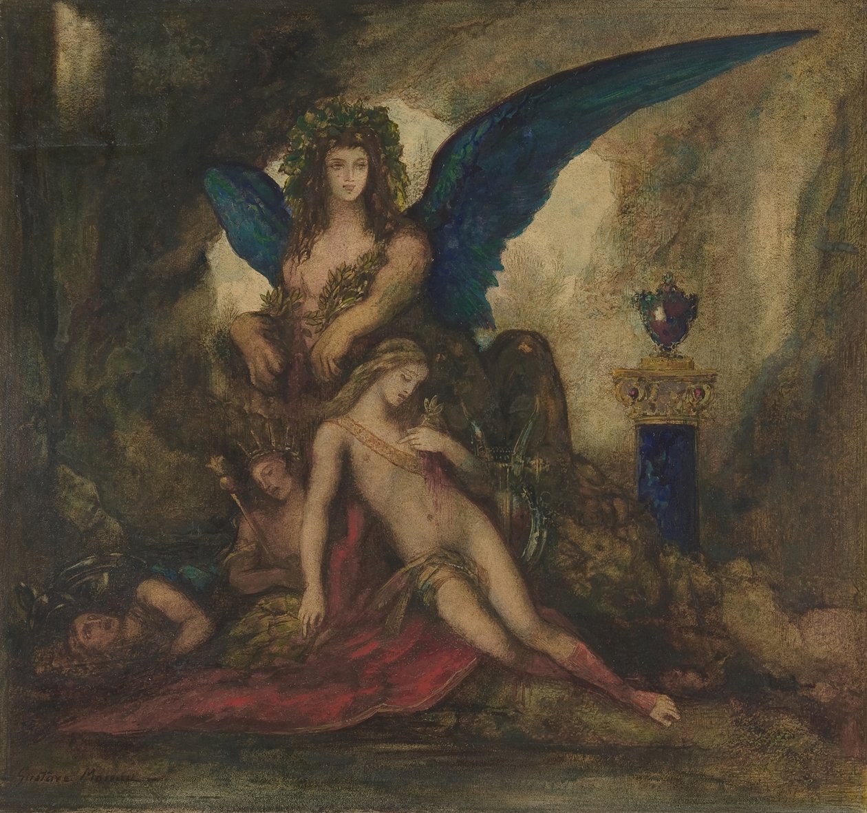 Bir Mağara Şairinde Sfenks, Kral ve Savaşçı, 1840-98. by Gustave Moreau