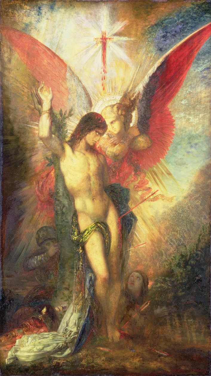 Aziz Sebastian ve Melek, 1876 dolayları by Gustave Moreau