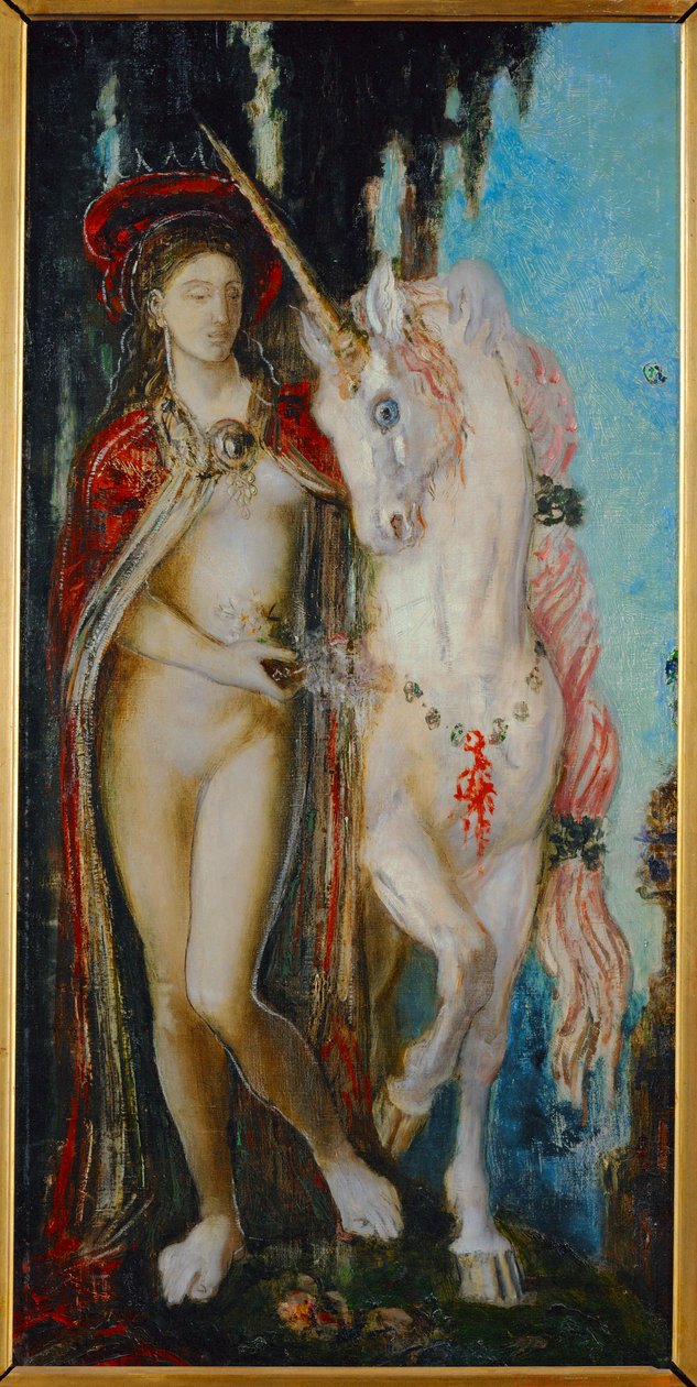 Tek Boynuzlu At (tuval üzerine resim) by Gustave Moreau