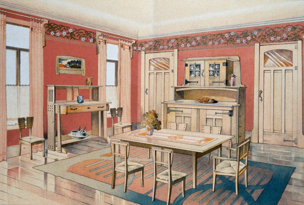 Art Nouveau yemek odası tasarımı by Gustave Serrurier Bovy