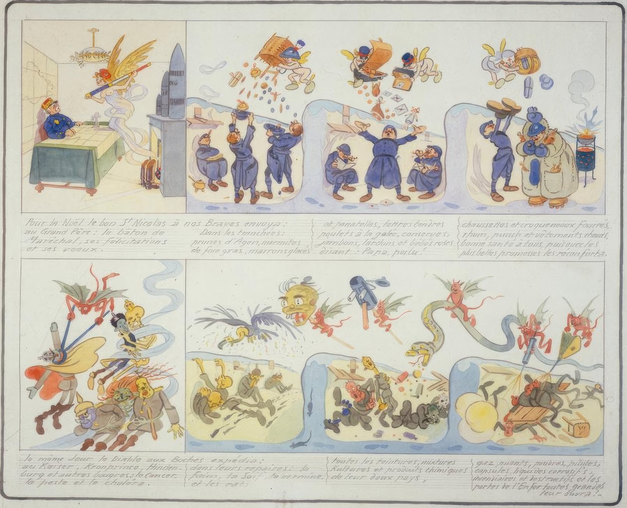 1. Dünya Savaşı / Noel 1916 / Fransız karikatürü by Gustave Wendt