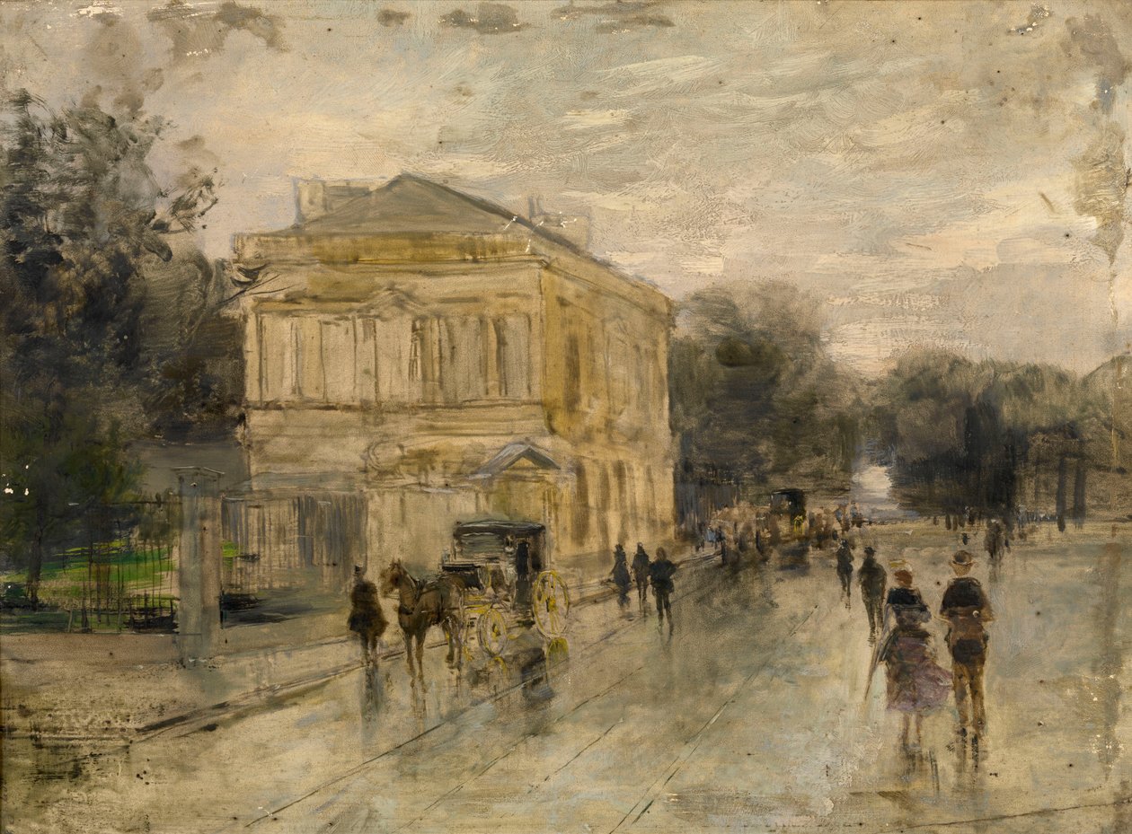 Yağmurda Brüksel (panel üzerine yağ) by Gustave de Duyts